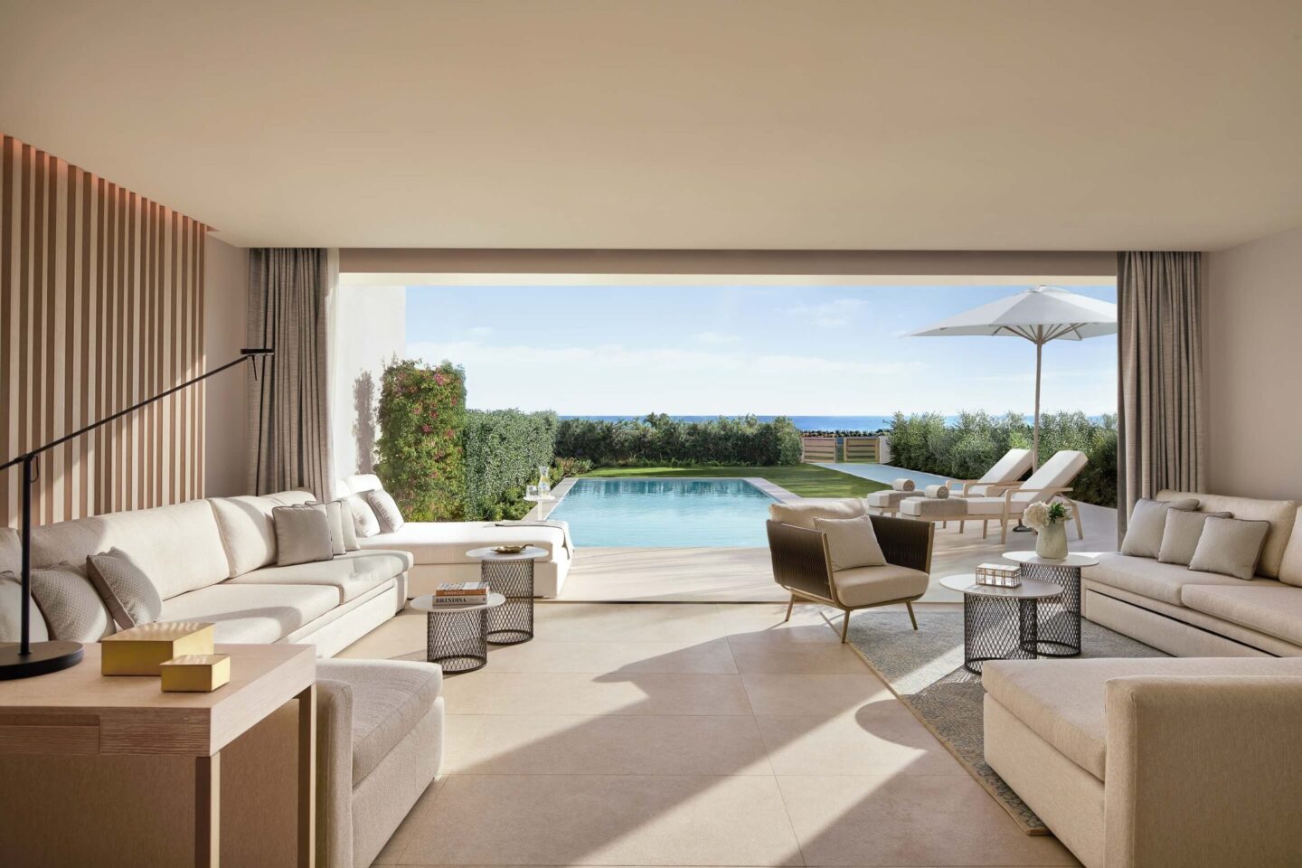 A Deluxe suite, with the terrace through the doorway.